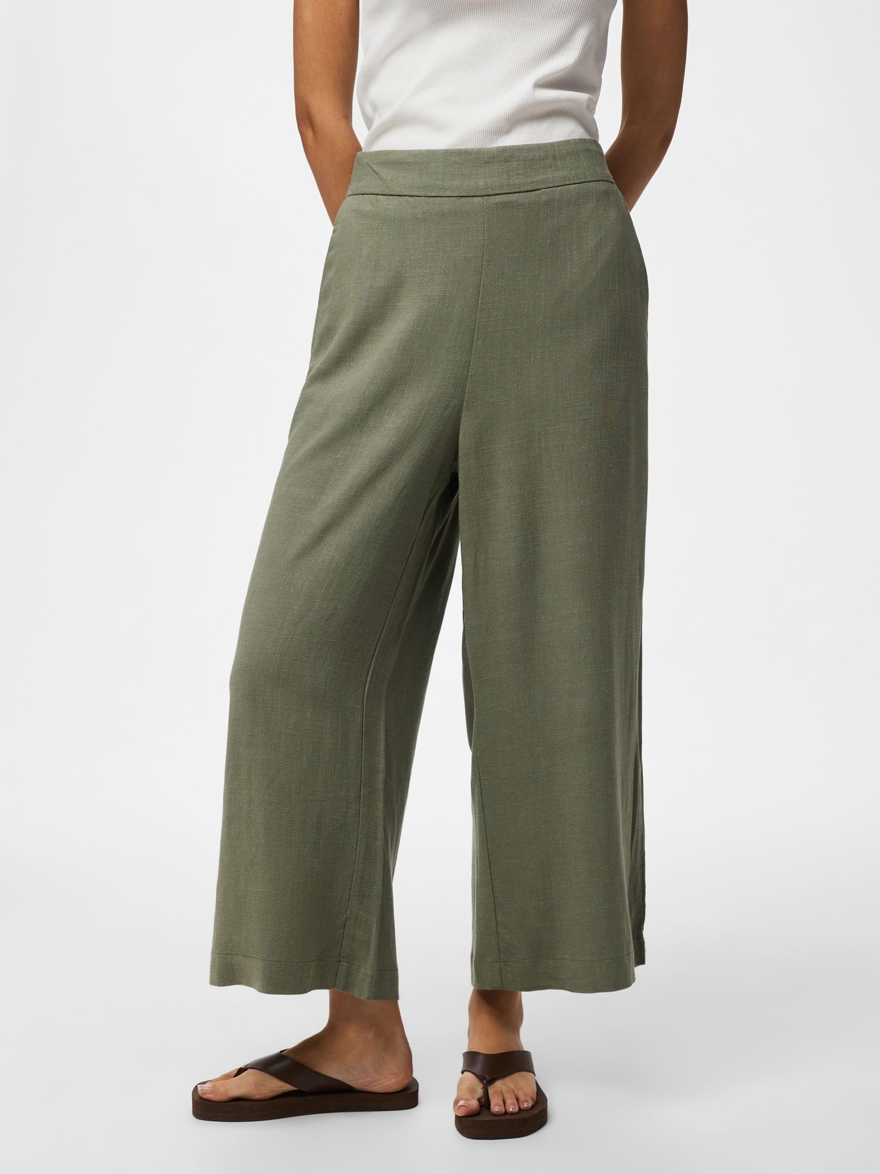 Pieces Pcvinsty HW pantaloni culotte donna M verde uso quotidiano