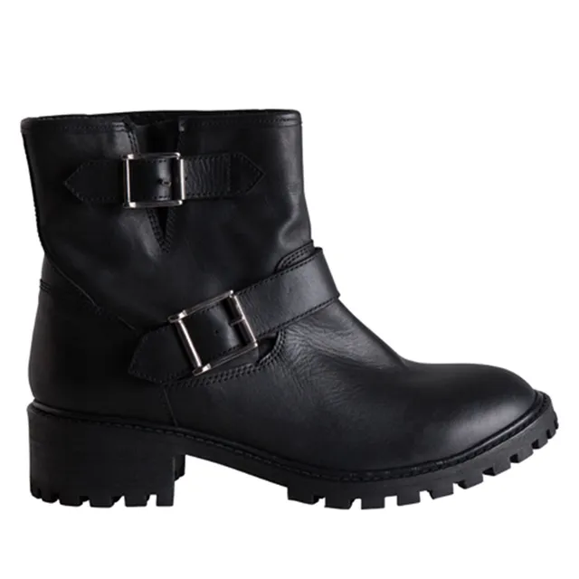 Pieces Psuda Leather Boot Buckles stivaletti donna nero 40 EU