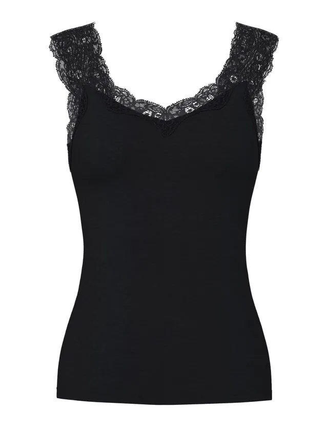 Pieces Pcbarbera Lace top donna nero in pizzo
