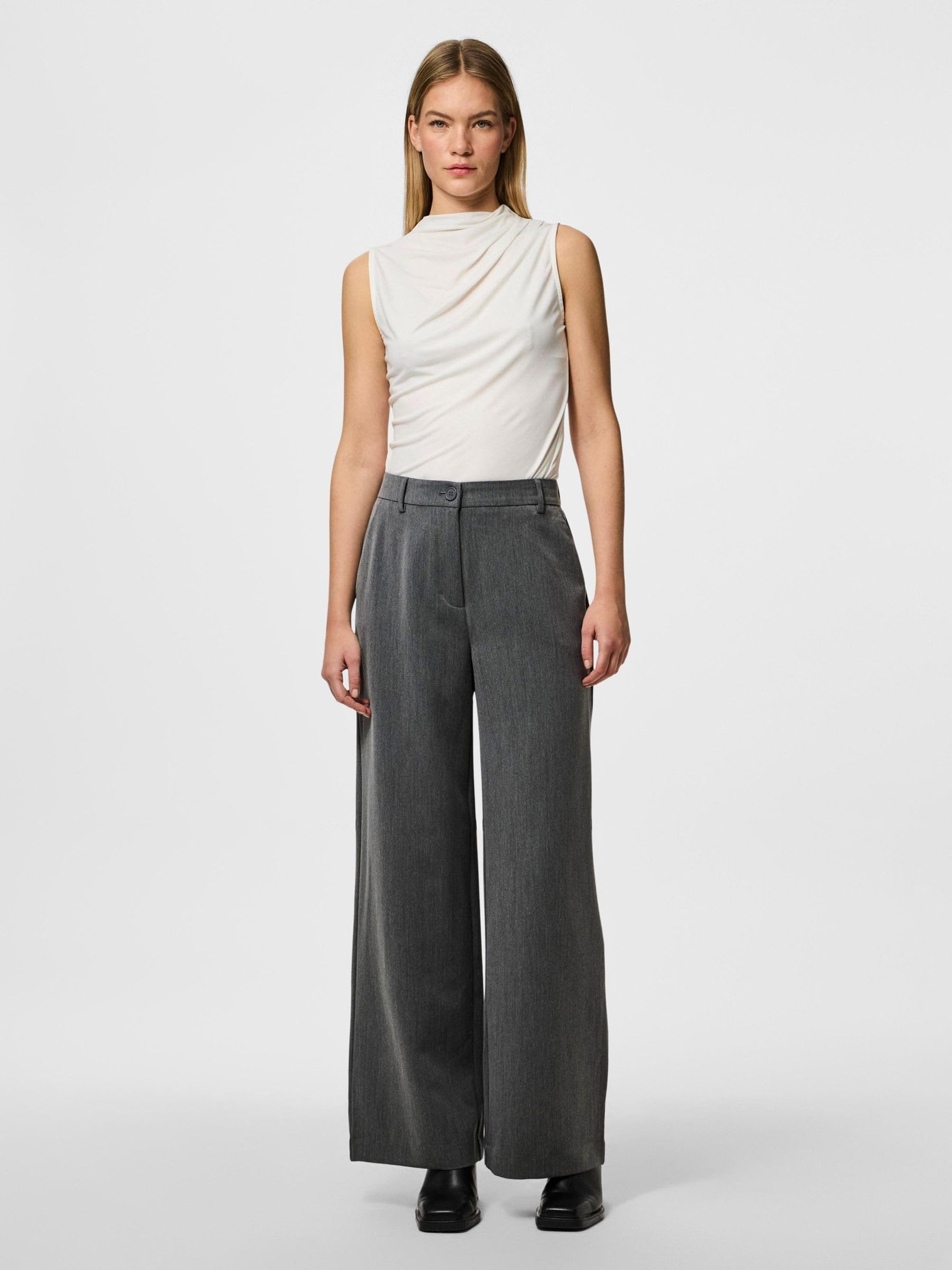 Pieces Pckamil Pantaloni Donna Gamba Larga Comodi