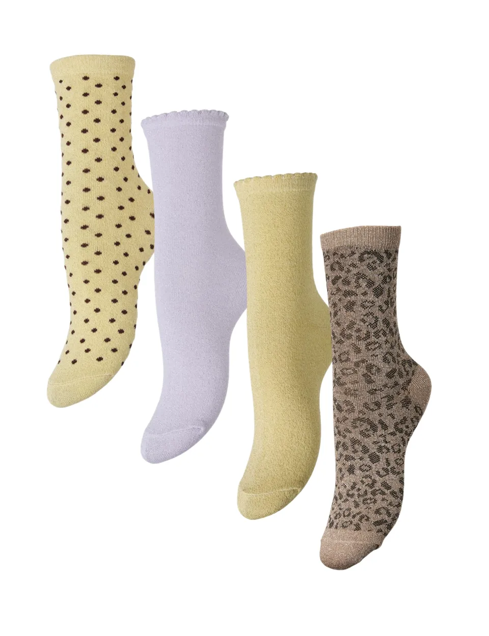 Pieces Pcsebby Glitter Long calze donna 4 paia mix lilla