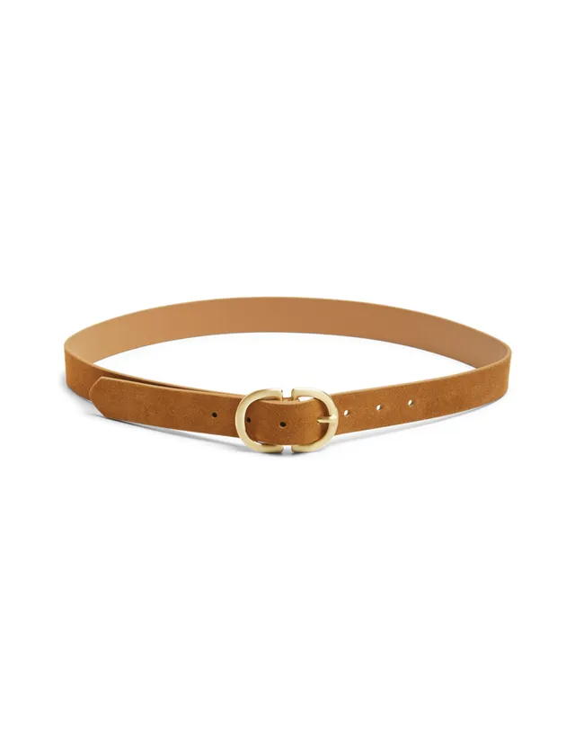 Pieces Pcjuva Suede cintura donna cognac 75 cm fibbia oro