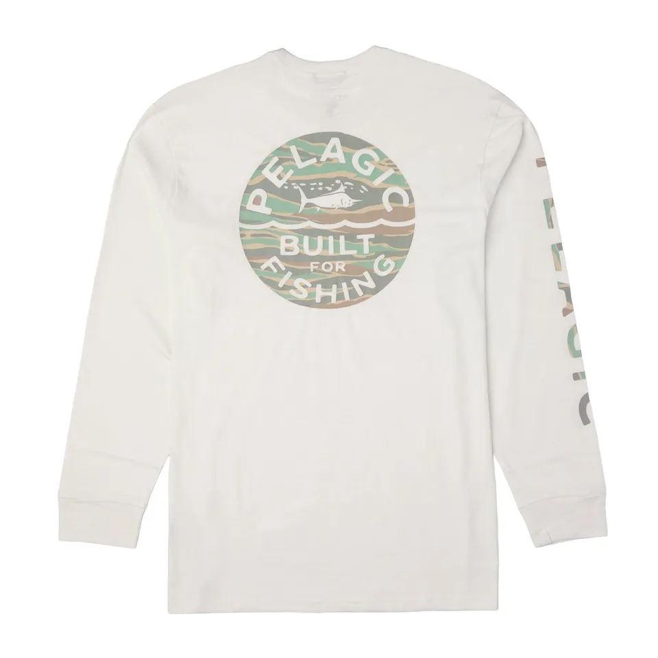 Pelagic Built Wahoo Camo LS t-shirt beige cotone