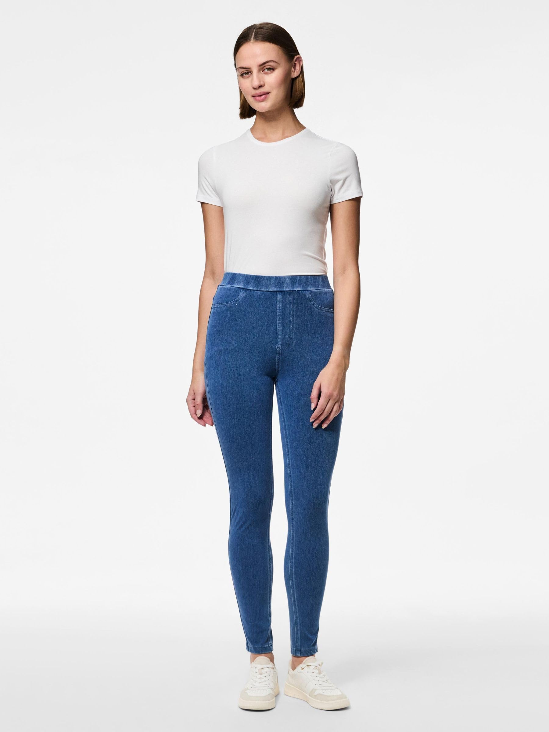 Pieces Pcjumbo Foxy jeggings donna blu elasticizzati