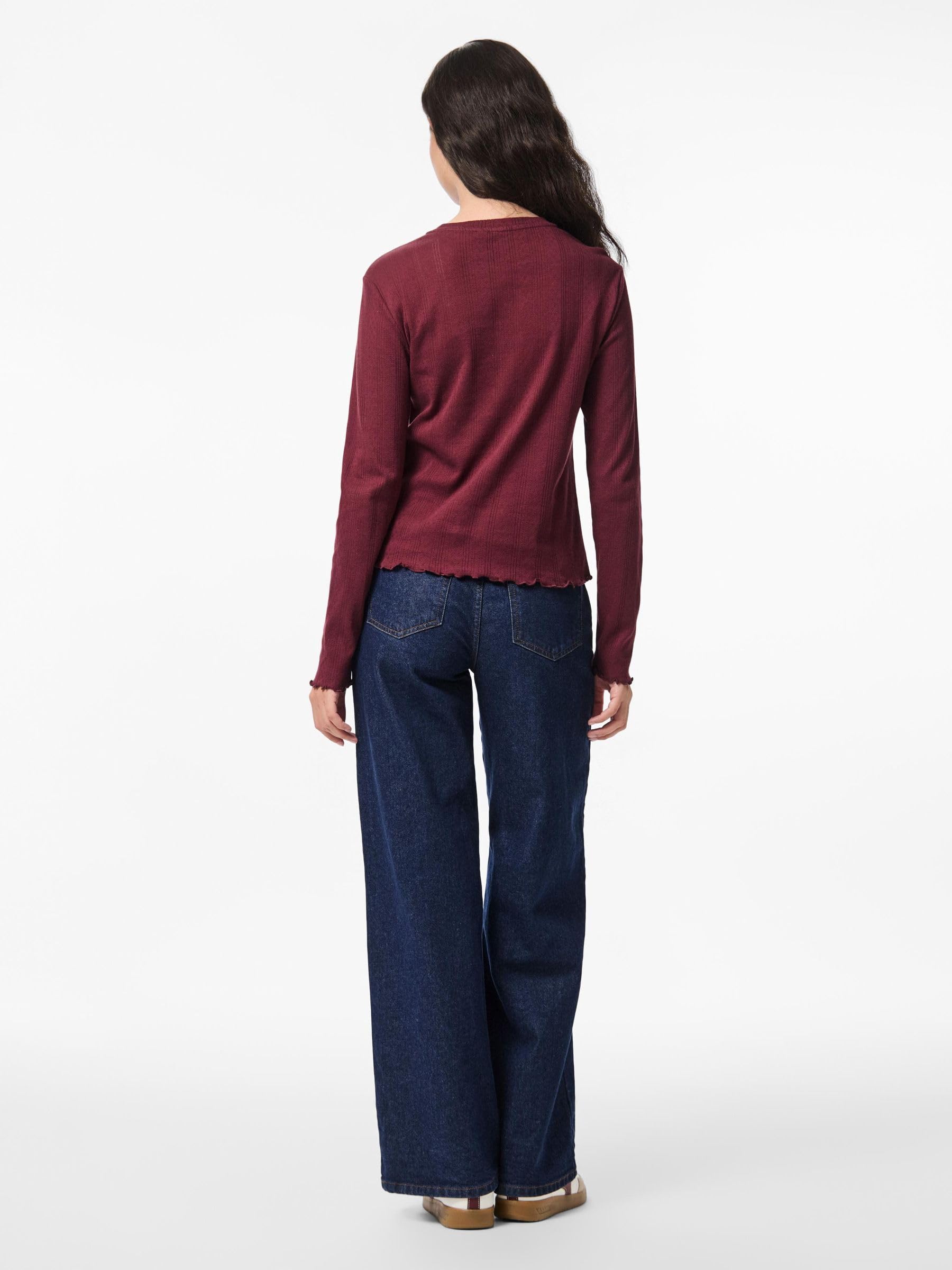 Pieces Pcmarie maglia donna maniche lunghe pointelle
