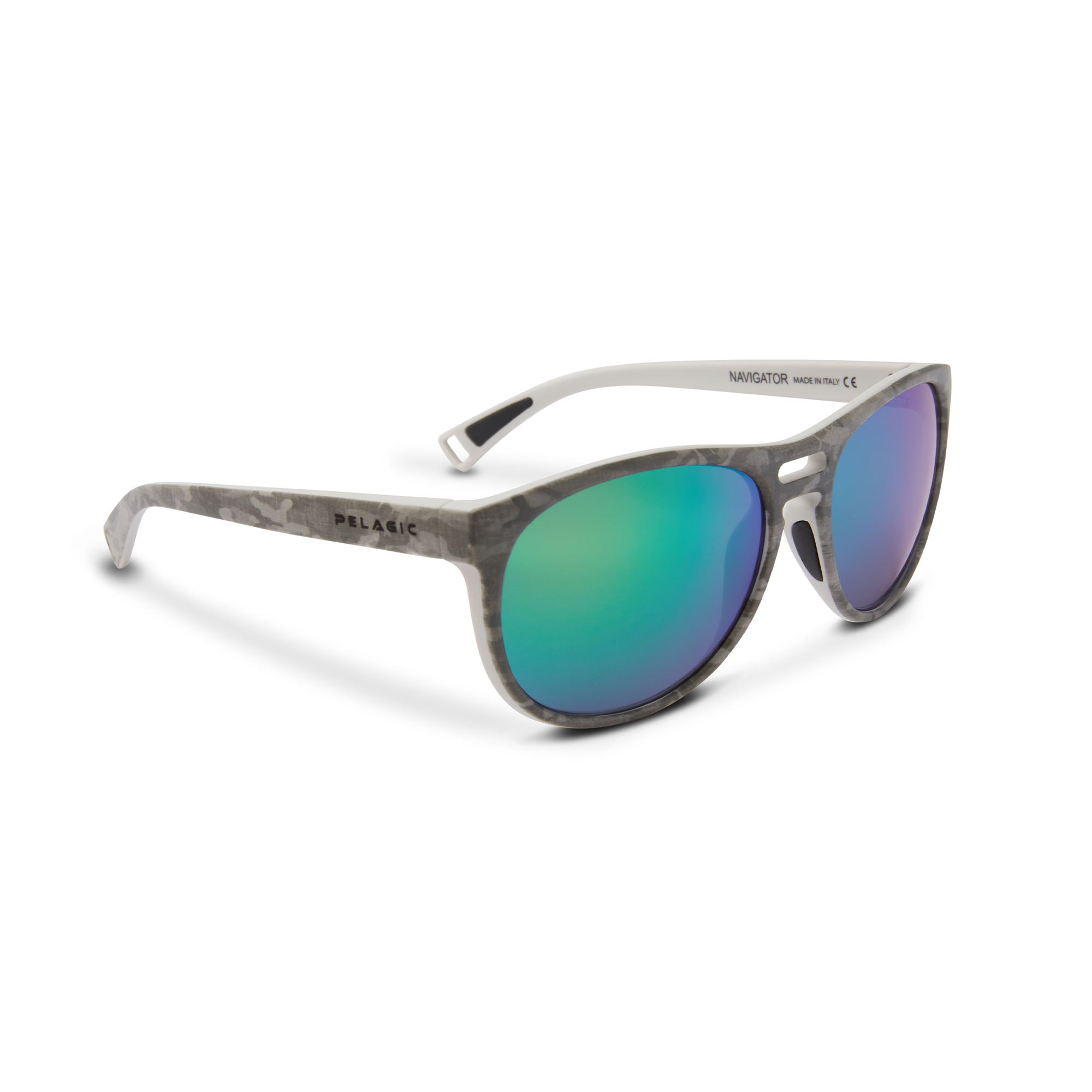 Pelagic Navigator occhiali pesca lente verde grey camo