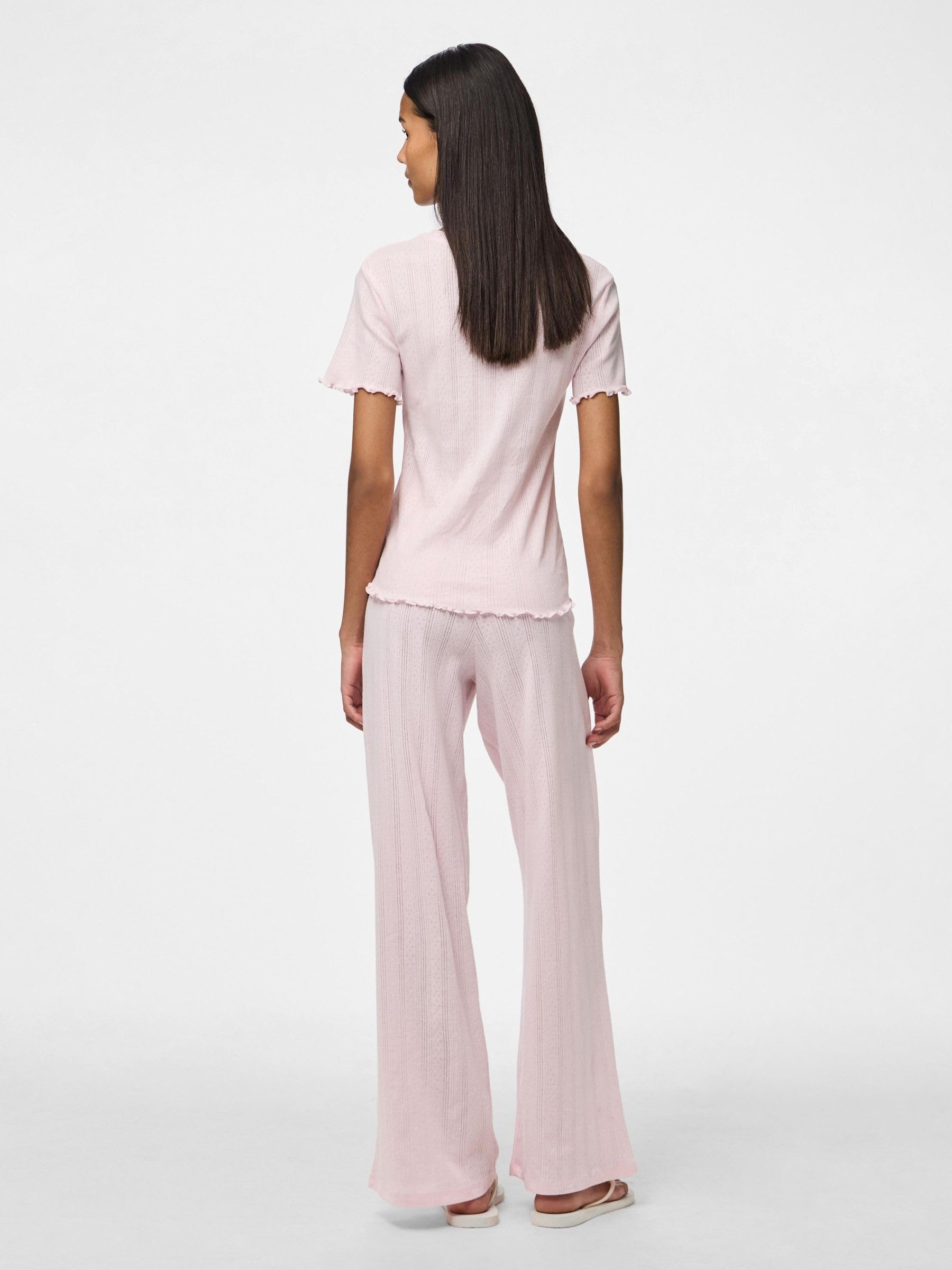 Pieces Pcmarie Pointelle pantaloni donna rosa jersey