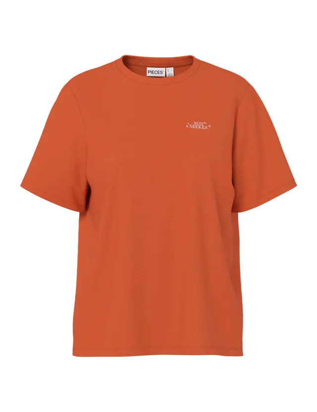 Pieces Pcpago SS T-shirt stampata ochre bruciato