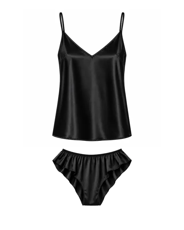 el.residu Devi Satin completo nero S seta