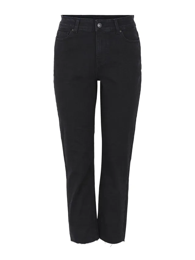 Pieces Pcluna Straight MW Ank BLC Noos jeans 26W/32L cotone