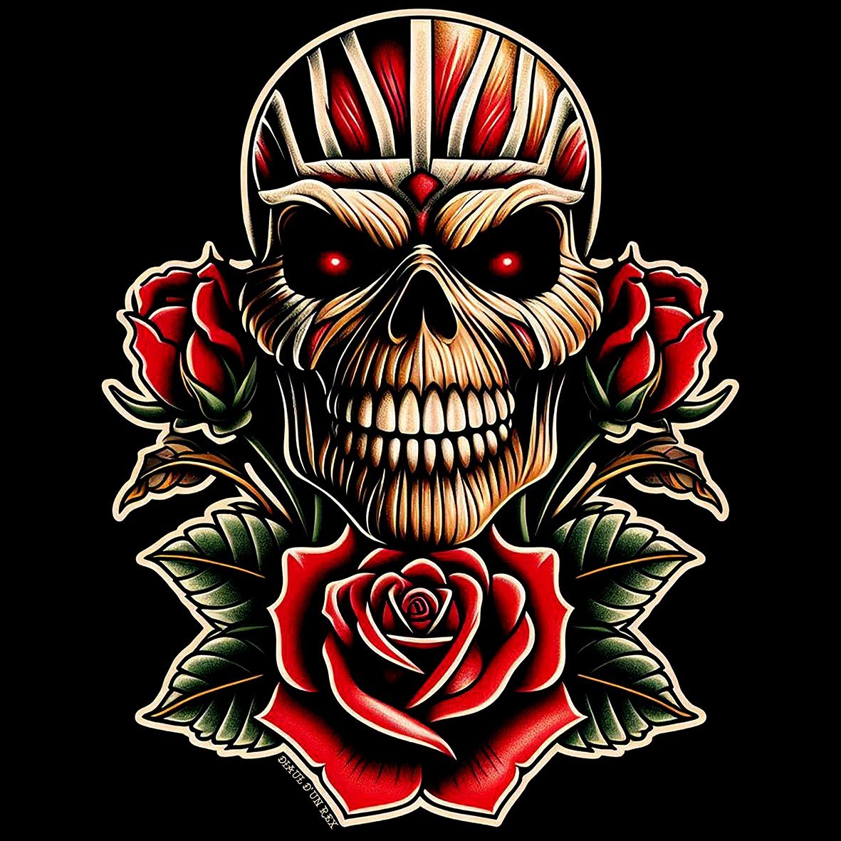 Matrix Rex Diaul D’Un Rex Skull Eddie Tattoo t-shirt cotone