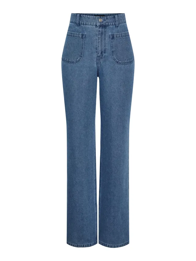 Pieces Pcama HW Wide jeans donna taglia S cotone
