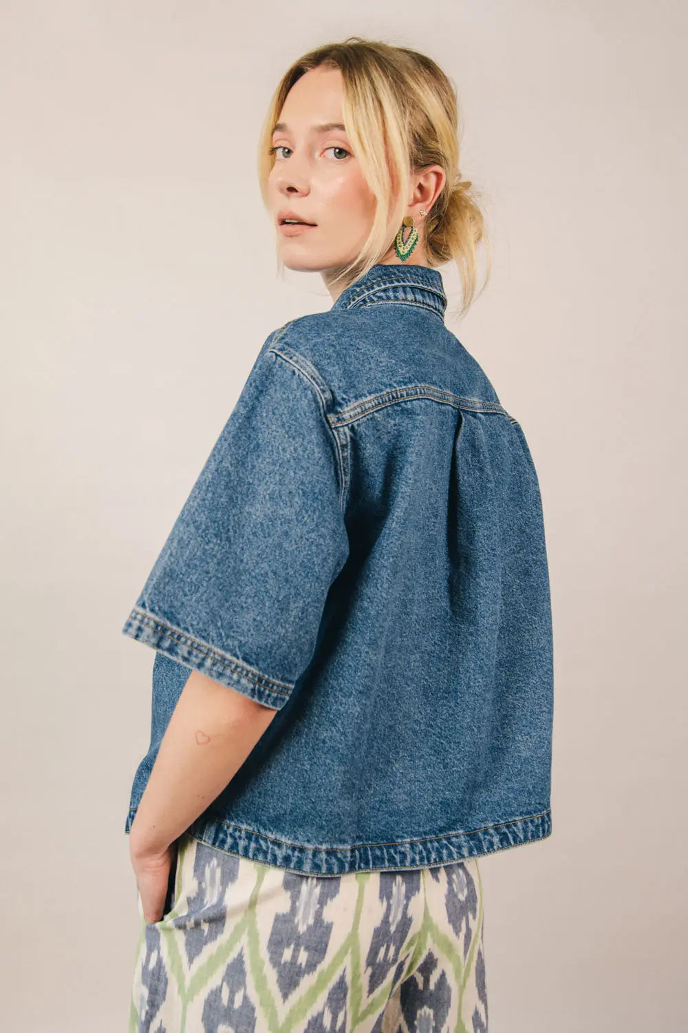 el.residu Ice 1 camicia denim S/M blu cotone