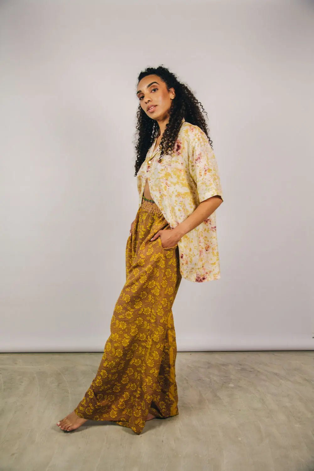 el.residu Madhu 17 pantaloni S/M rosa viscosa