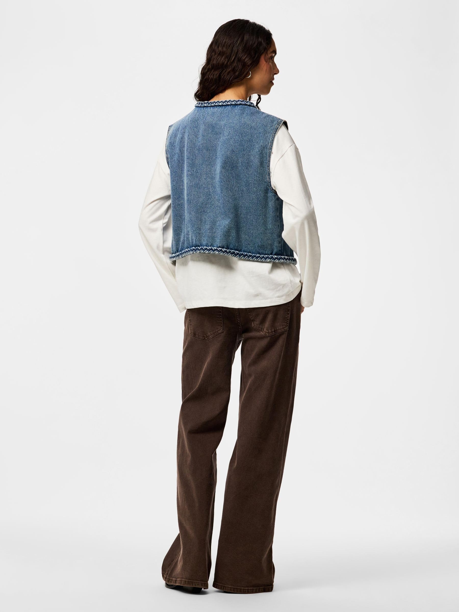 Pieces Pcbell Cropped Denim Vest gilet S cropped