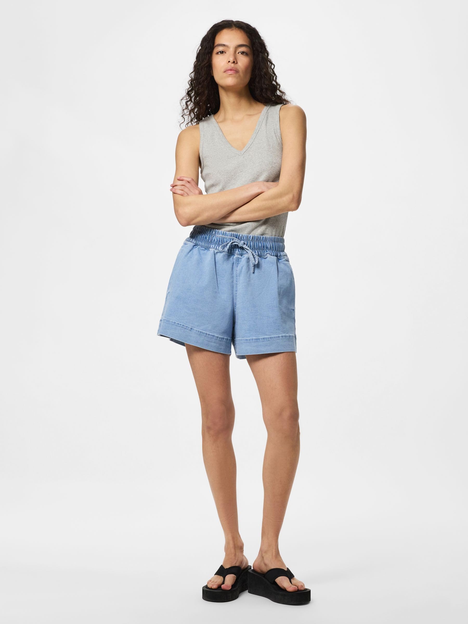 Pieces Pcbillo HW Pull Up Denim Shorts Donna XL