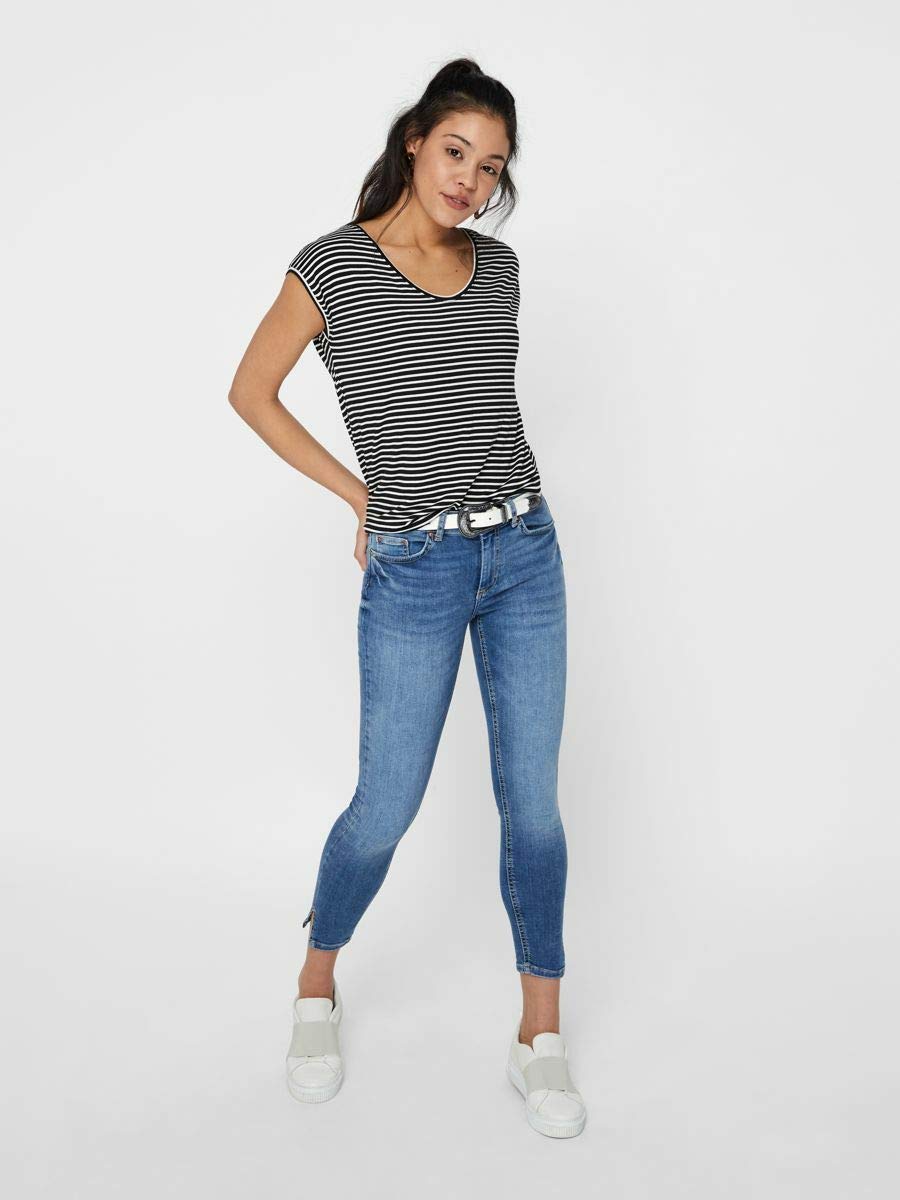 Pieces Pcdelly MW Crop Slit SK Mb207-ba Jeans Donna
