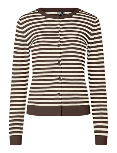 Pieces Pcnora cardigan donna XS scollo tondo marrone