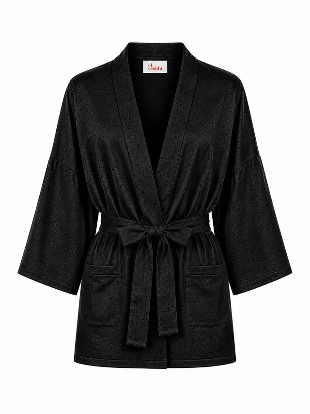 el.residu Asha Dot kimono nero seta jacquard