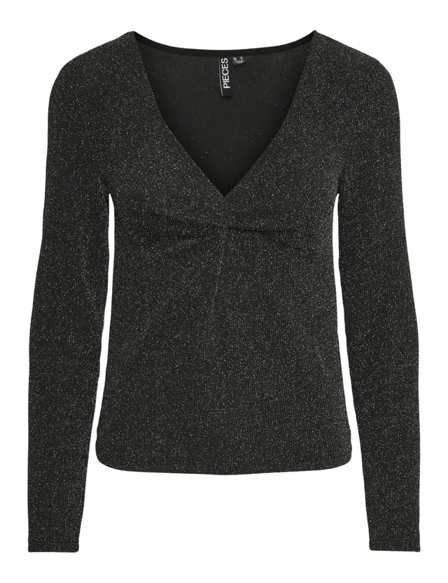 PIECES Pclina LS V-Neck maglia donna S maniche lunghe