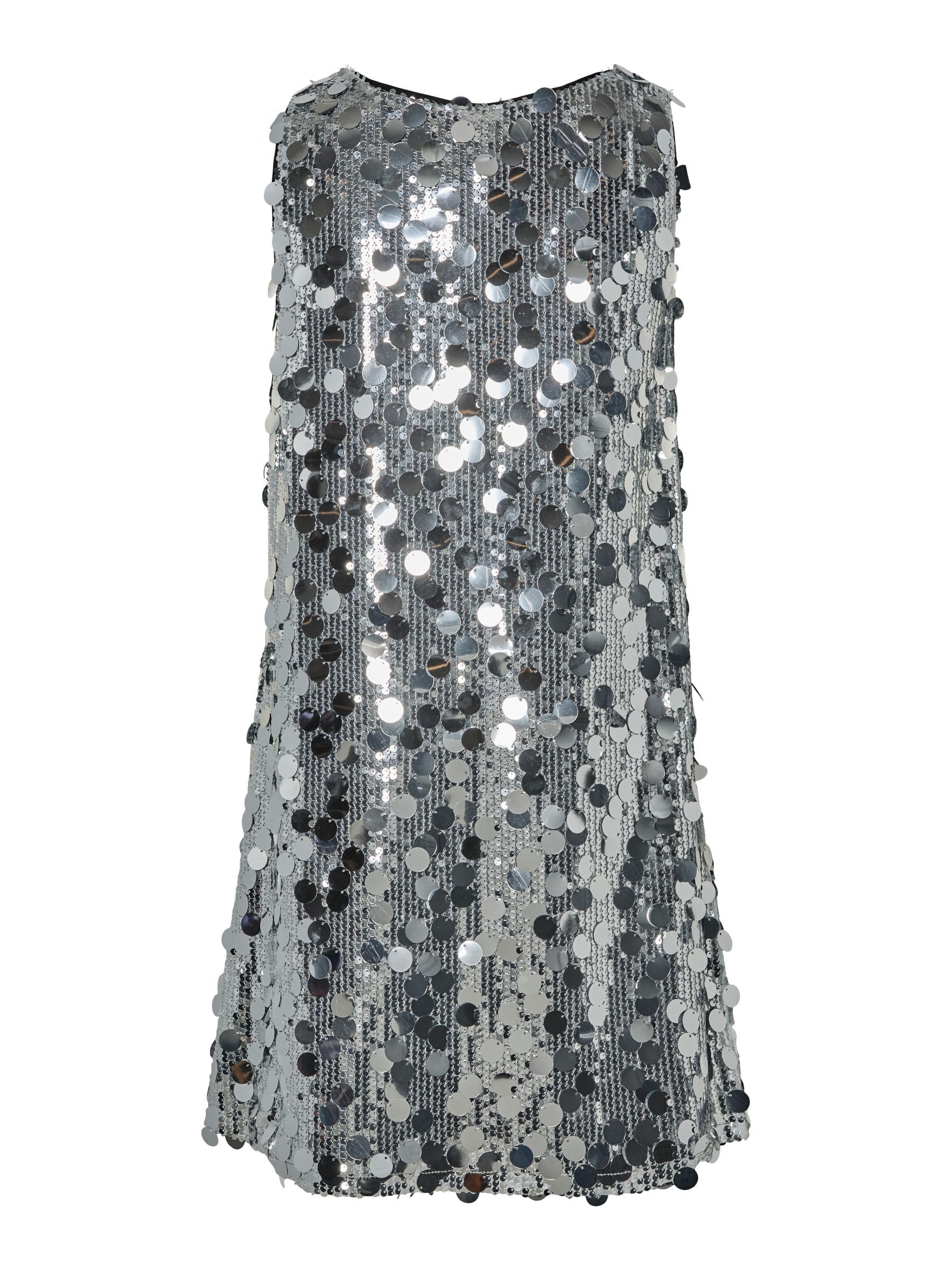 PIECES Pcmalou Sequin vestito paillettes argento S elegante