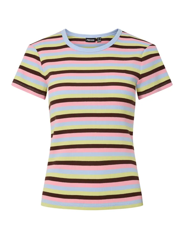 Pieces Pcmay SS Striped maglietta donna L a righe
