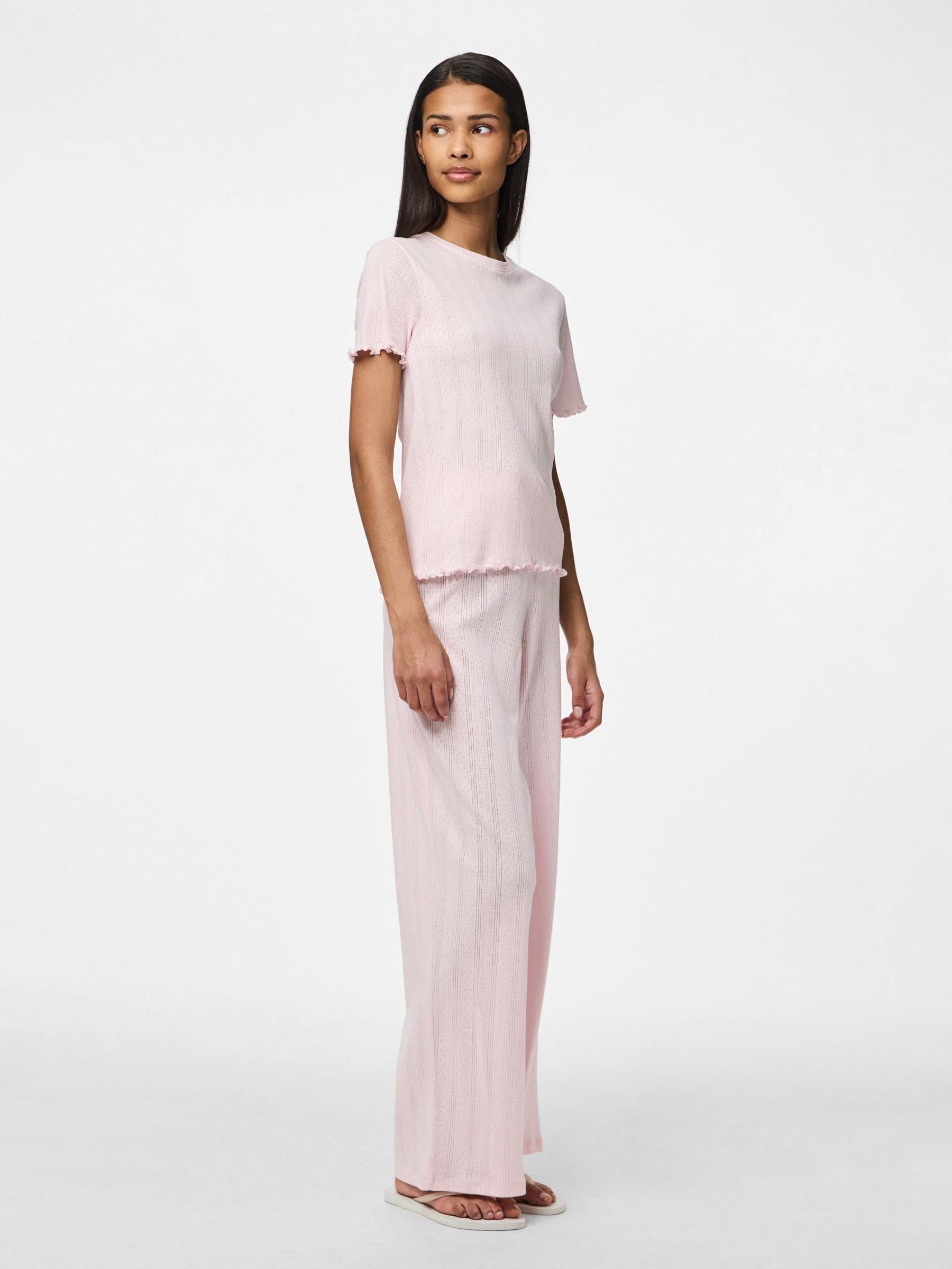 Pieces Pcmarie Pointelle pantaloni donna rosa jersey