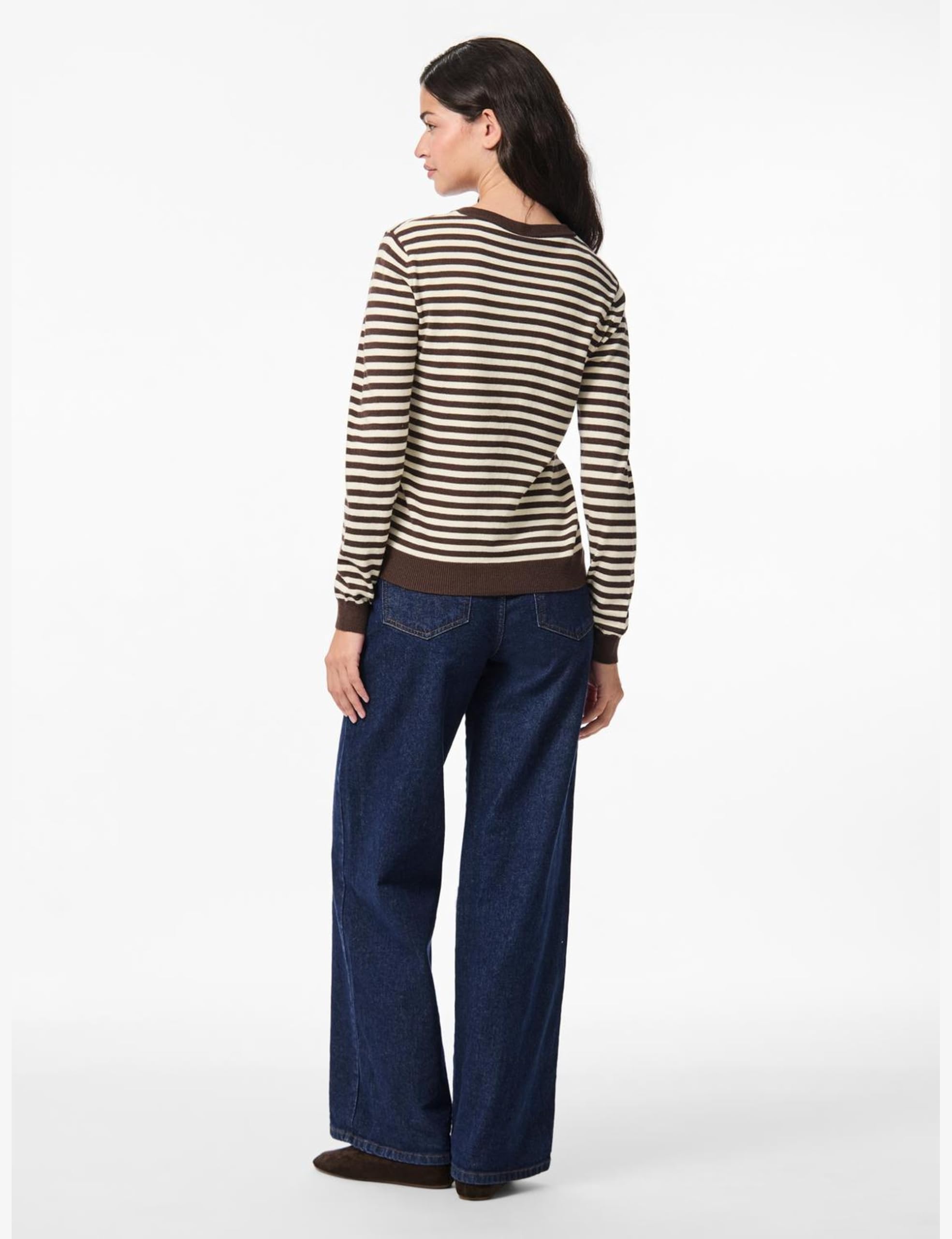 Pieces Pcnora cardigan donna XS scollo tondo marrone