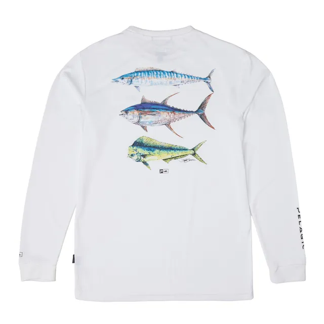 Pelagic Aquatek Goione Three Peat maglia bimbo bianca UPF 50+