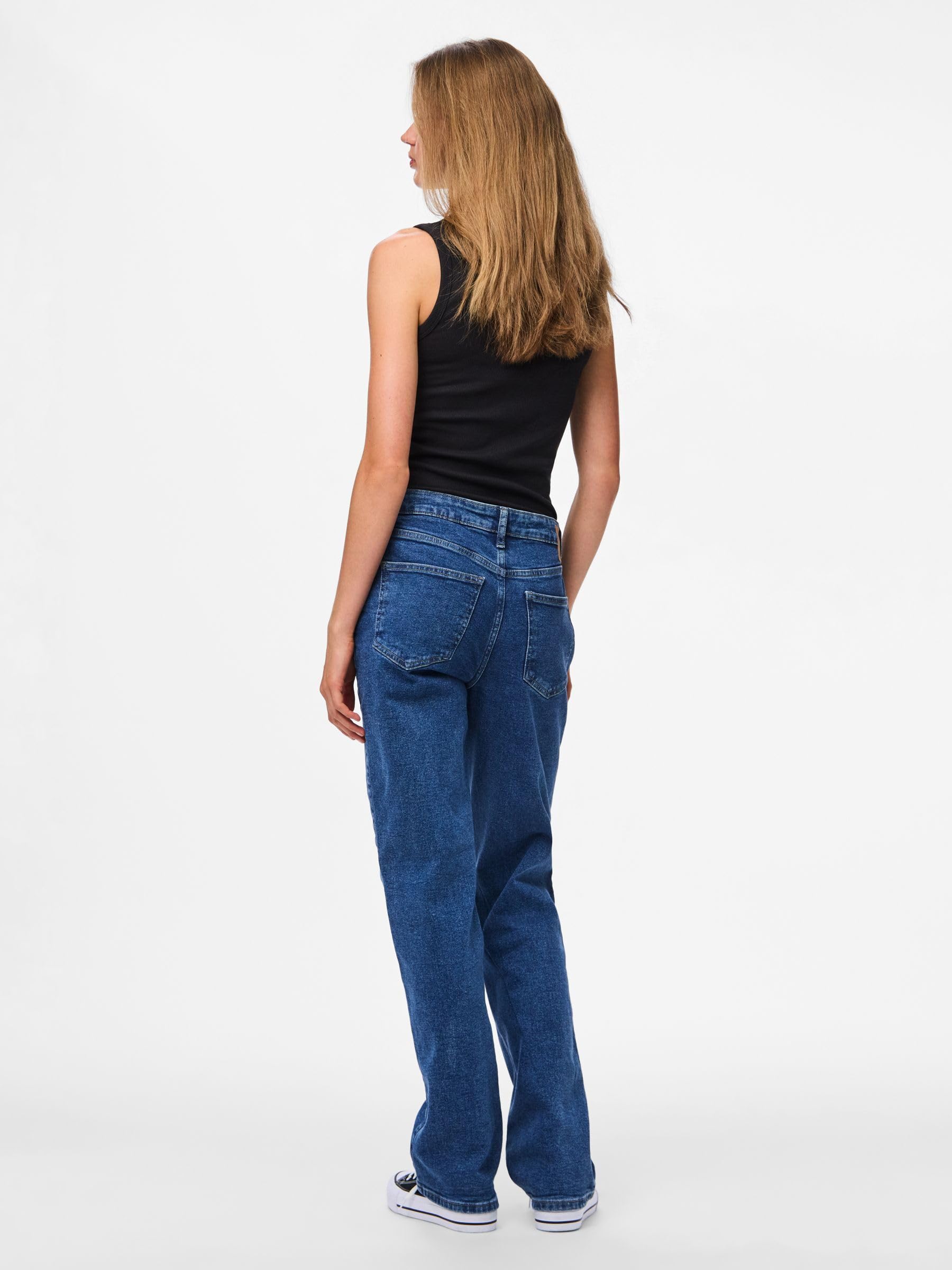 Pieces Pckelly MW Straight Jeans New MB jeans donna 33W/30L dritti