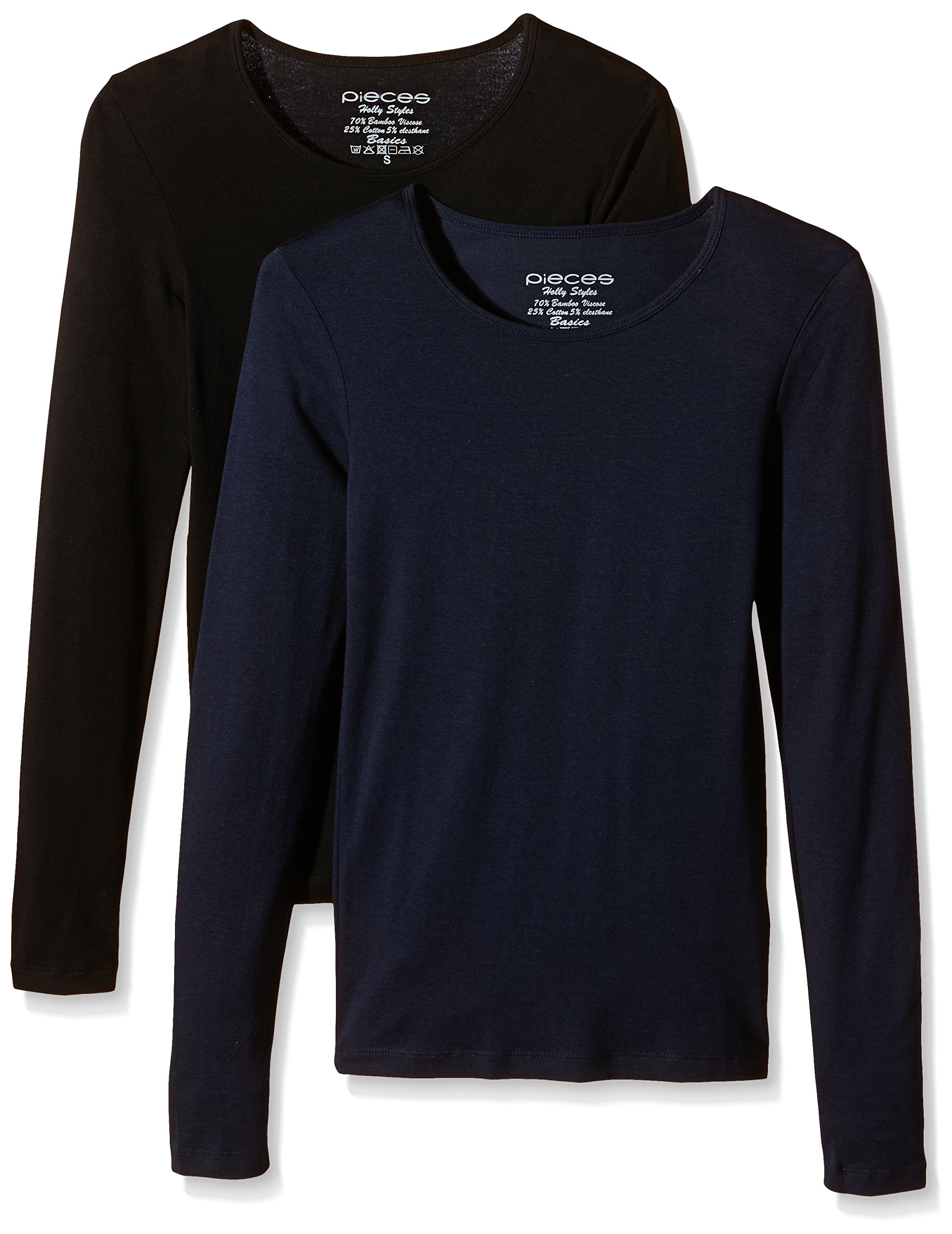 Pieces Pcholly LS magliette donna M 2 pezzi cotone