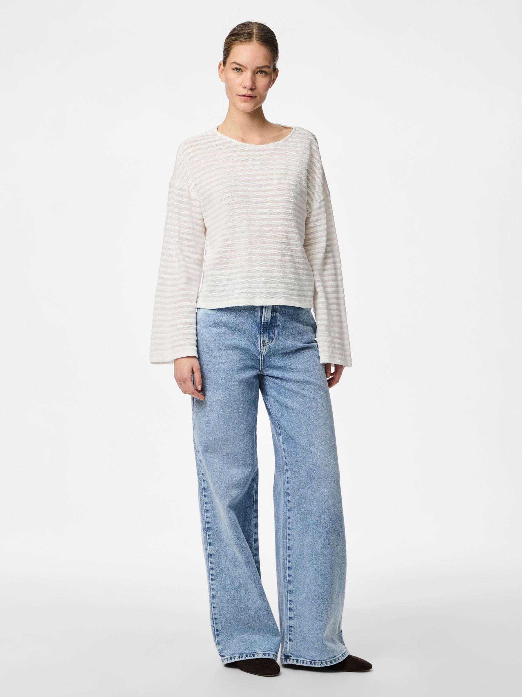 Pieces Pcmanilla LS O-Neck maglia donna manica lunga quotidiana