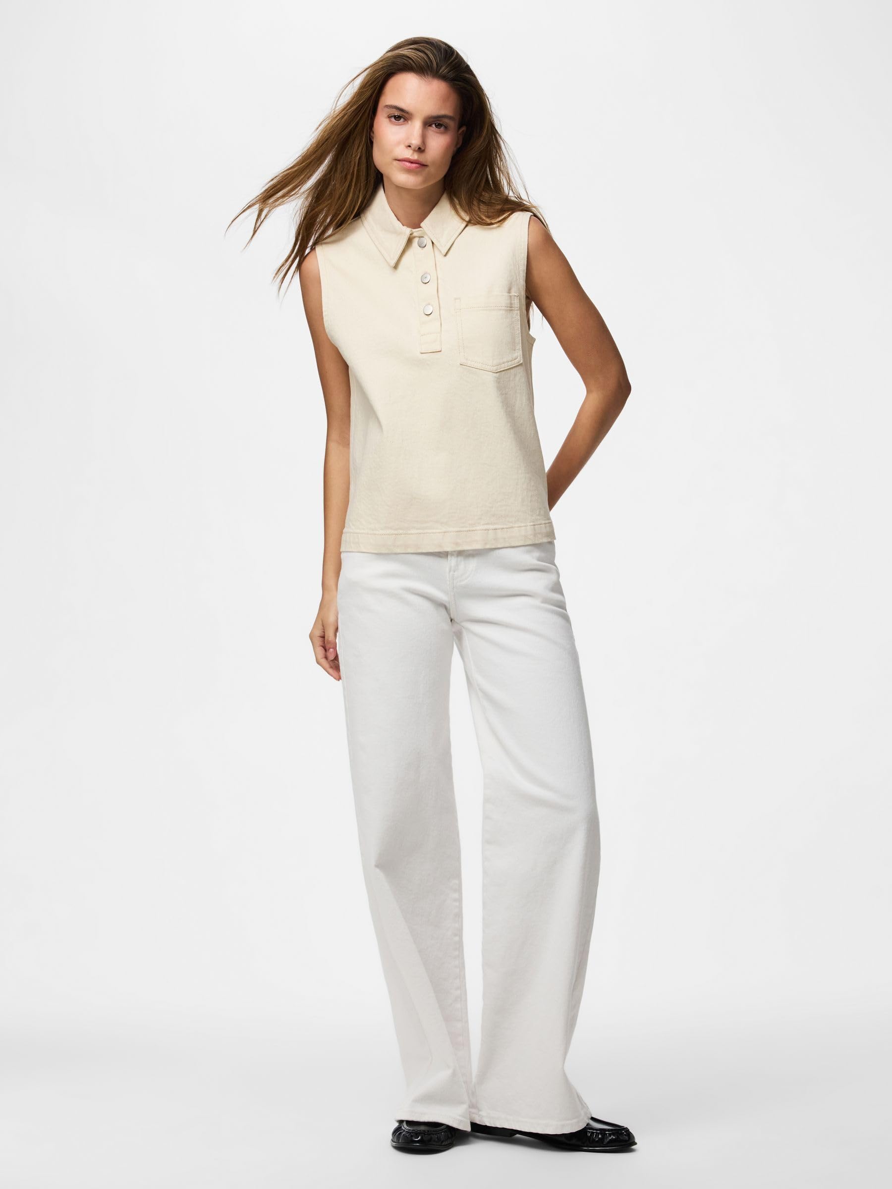 Pieces Pcgrace SL Denim Polo Top BC polo donna XS denim