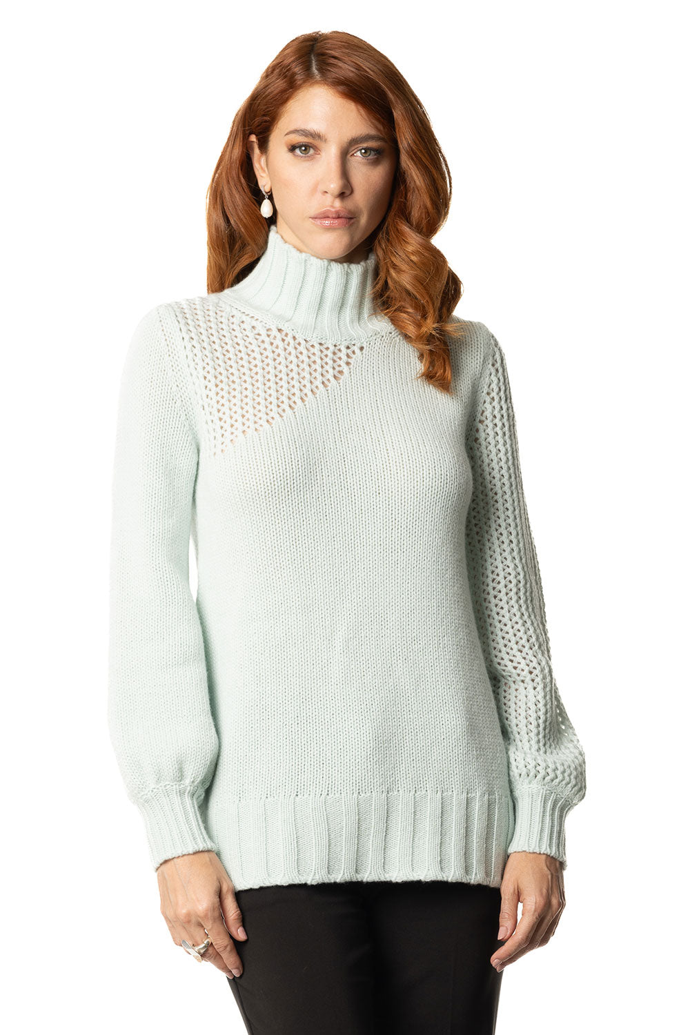 Vittoria Paci Dolcevita Cashmere Verde Acqua Donna