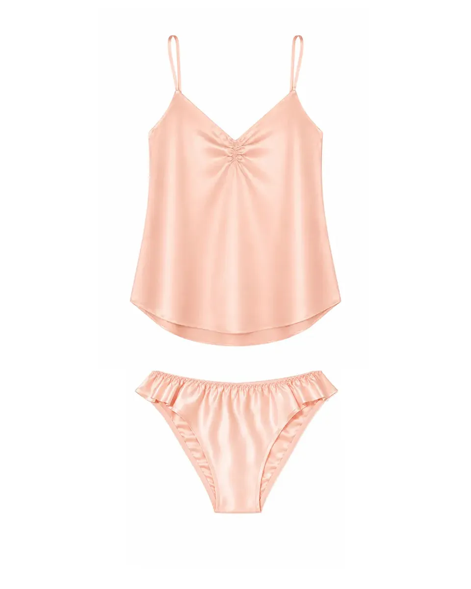 el.residu Devi Uni completo satin rosa S seta
