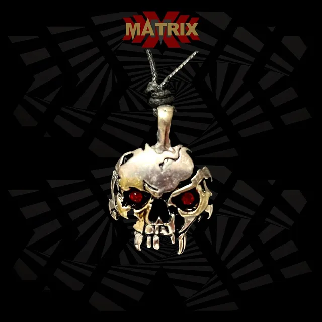 Matrix Music Store Skull Red Strass ciondolo rosso con cordino