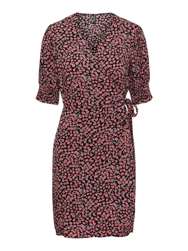 Pieces vestito donna rosa fragola a fiori
