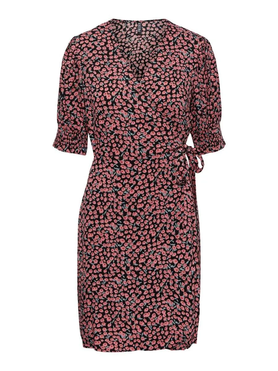 Pieces vestito donna rosa fragola a fiori