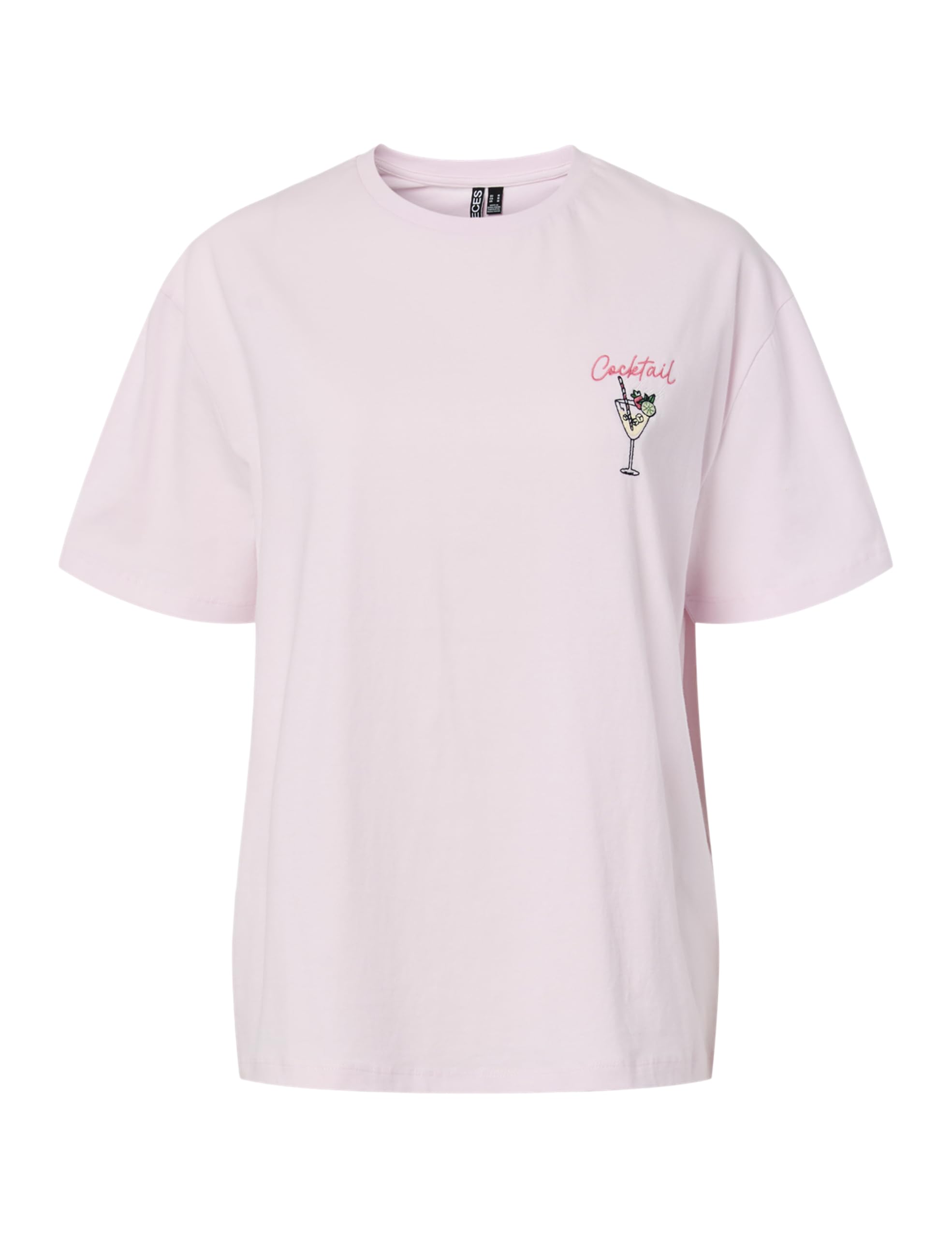 PIECES Pceloise SS Emb Tee FC BC t-shirt rosa ricamata