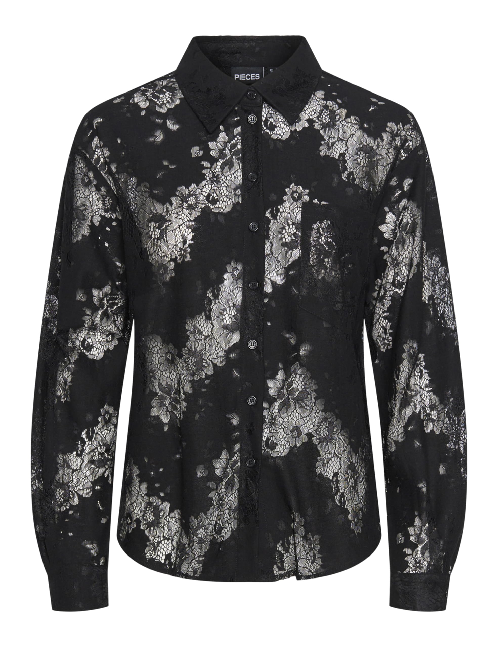 Pieces Pcnorinne camicia donna nera manica lunga