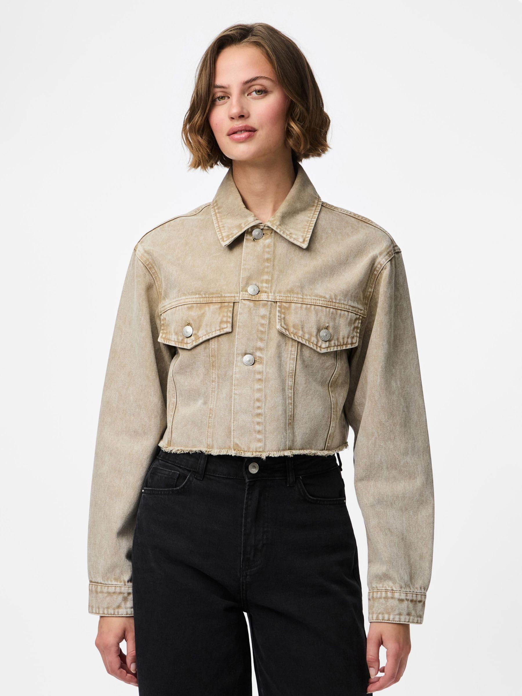 Pieces Pcfay Giacca Denim Cropped M Mix Blu Chiaro