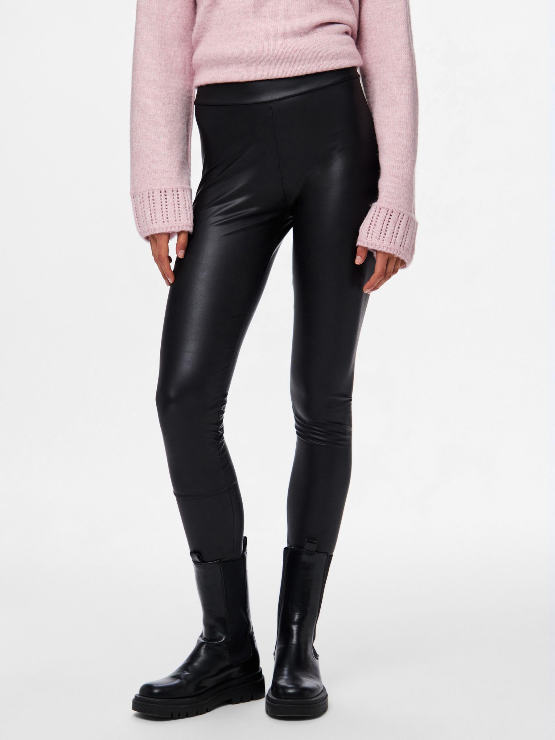Pieces Pcnew leggings donna neri vita alta taglia XS