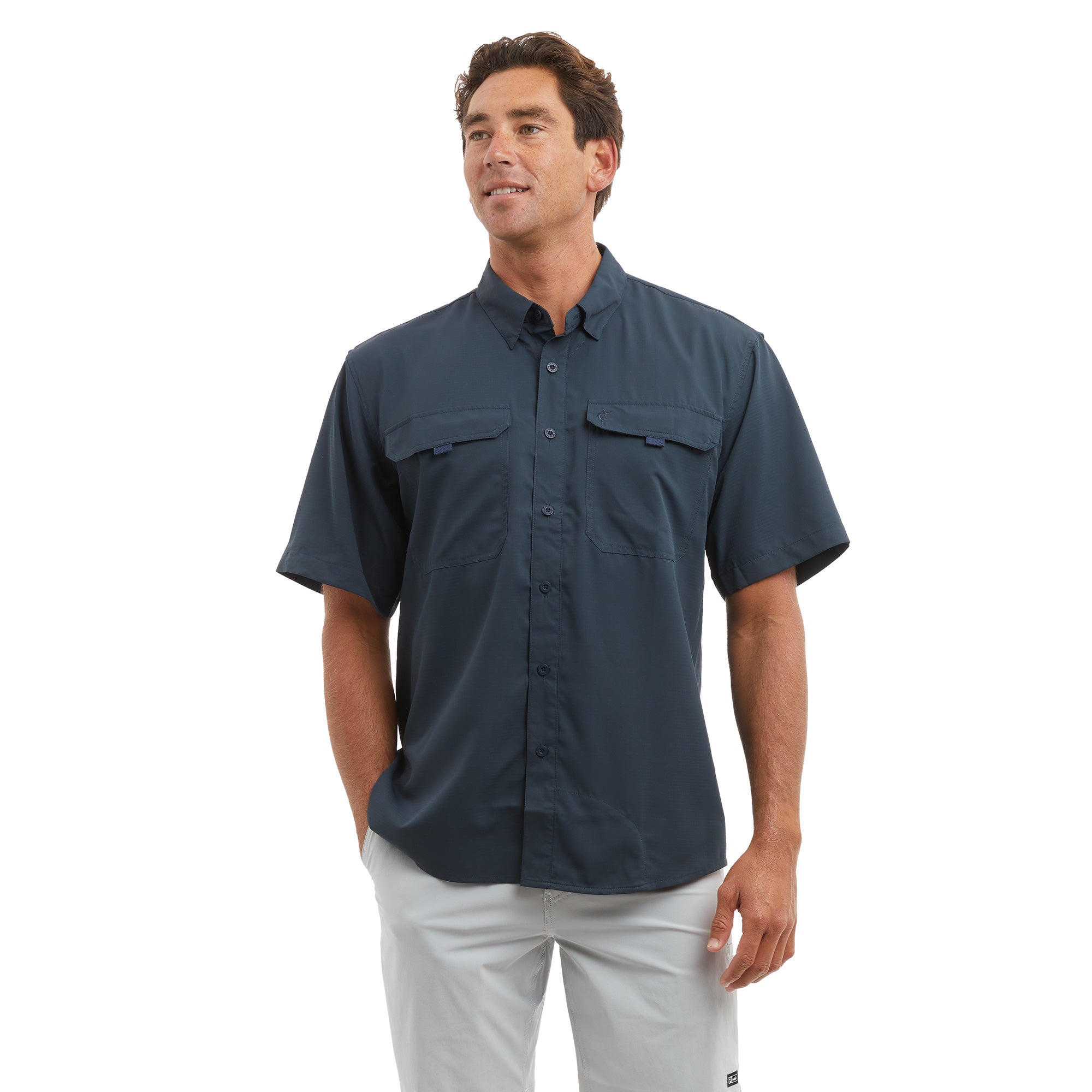Pelagic Keys camicia uomo manica corta Blu Navy traspirante