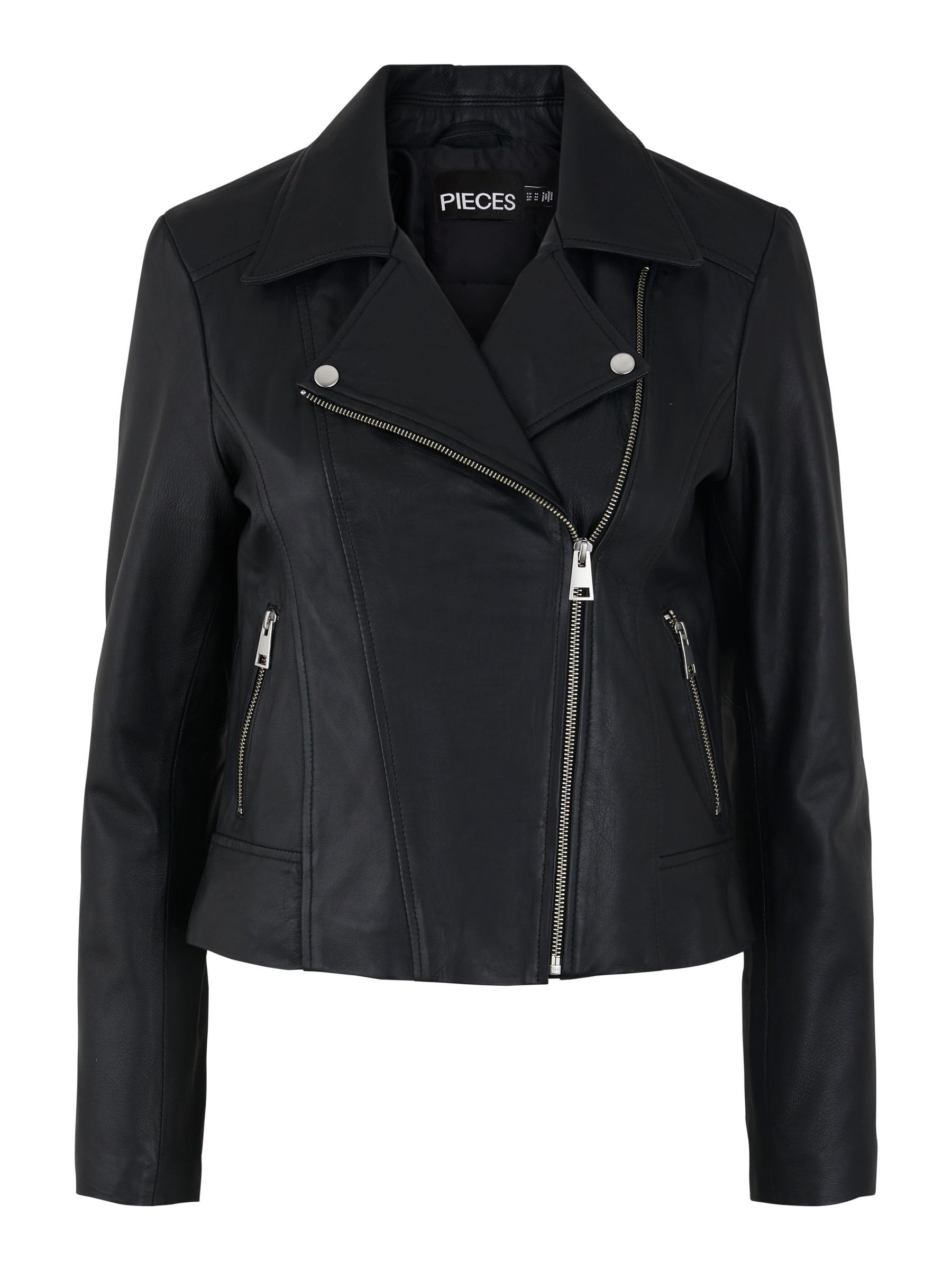 Pieces Pcsusse giacca pelle donna taglia M nera classica