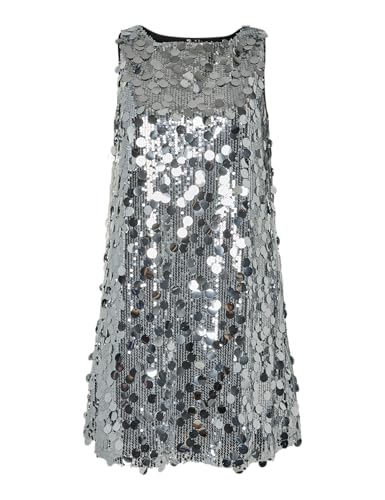 PIECES Pcmalou Sequin vestito paillettes argento XS elegante