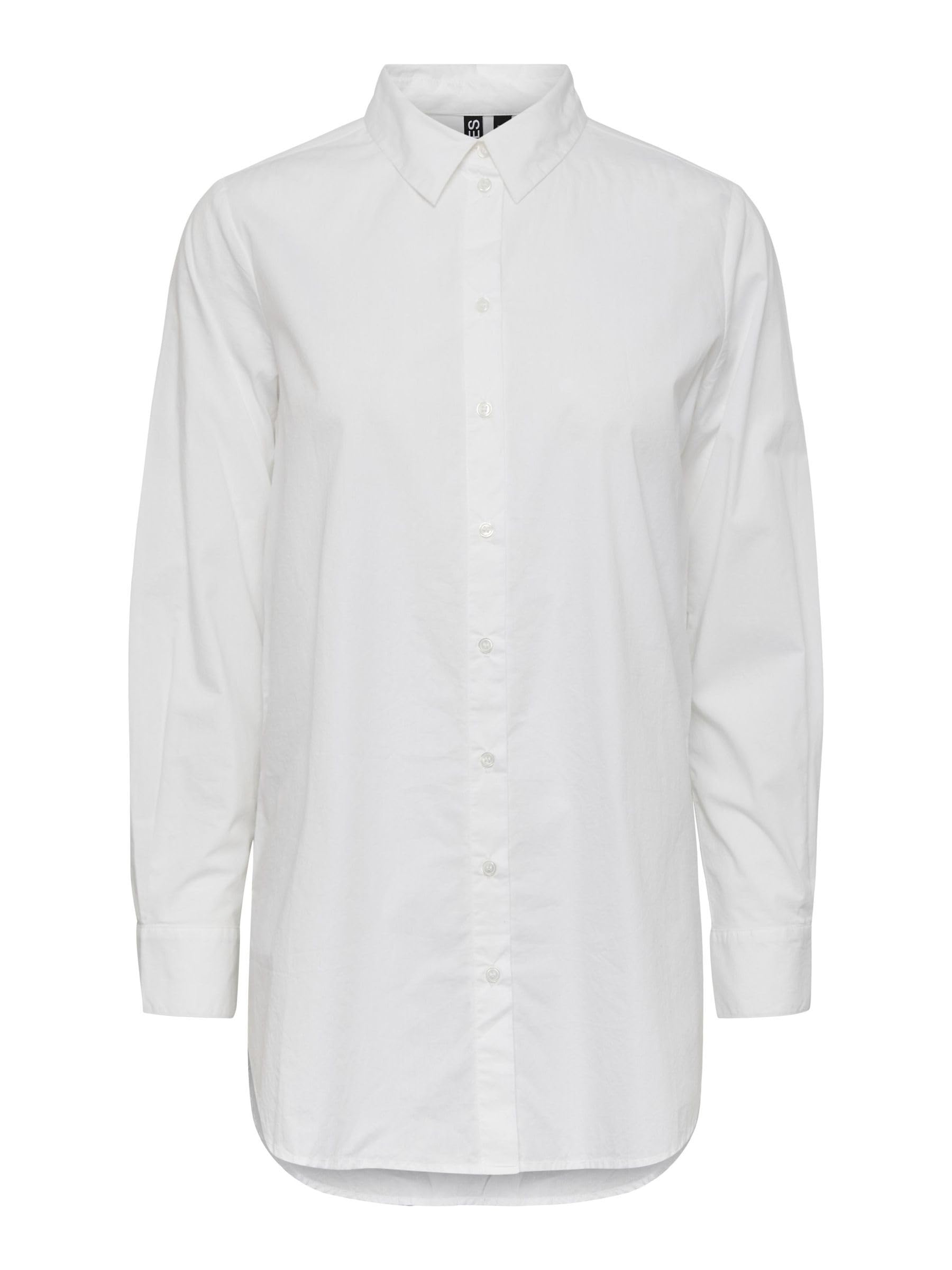 Pieces Pcjiva camicia donna popeline cotone maniche lunghe