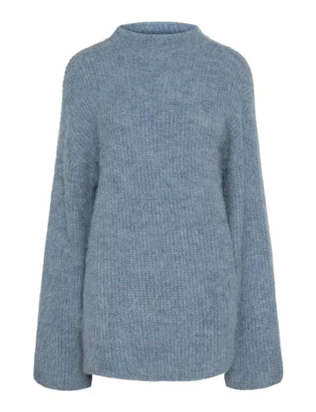 Pieces Pcmala LS maglione collo alto S denim sbiadito