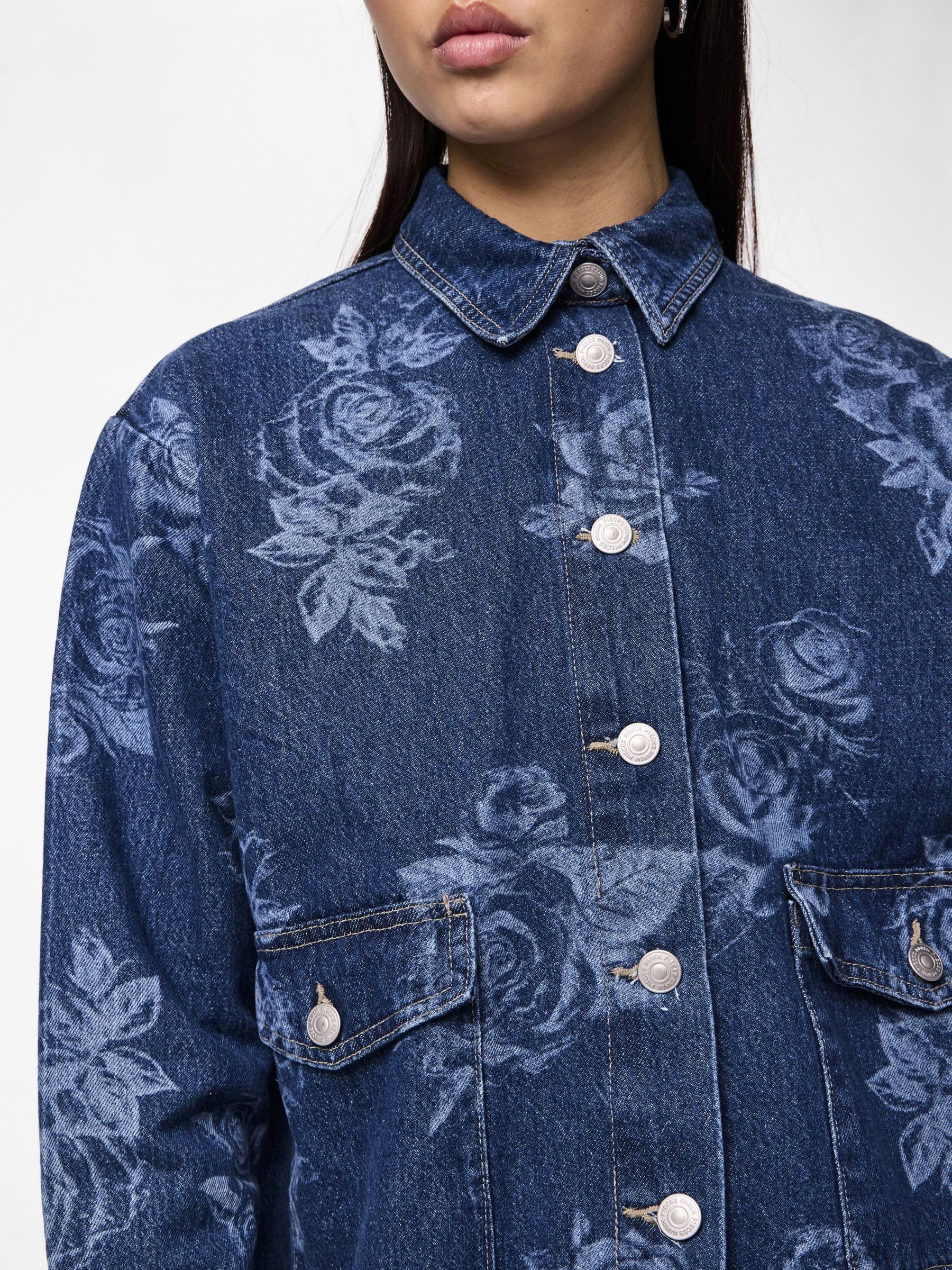 Pieces Pcflora camicia jeans donna XS stampata
