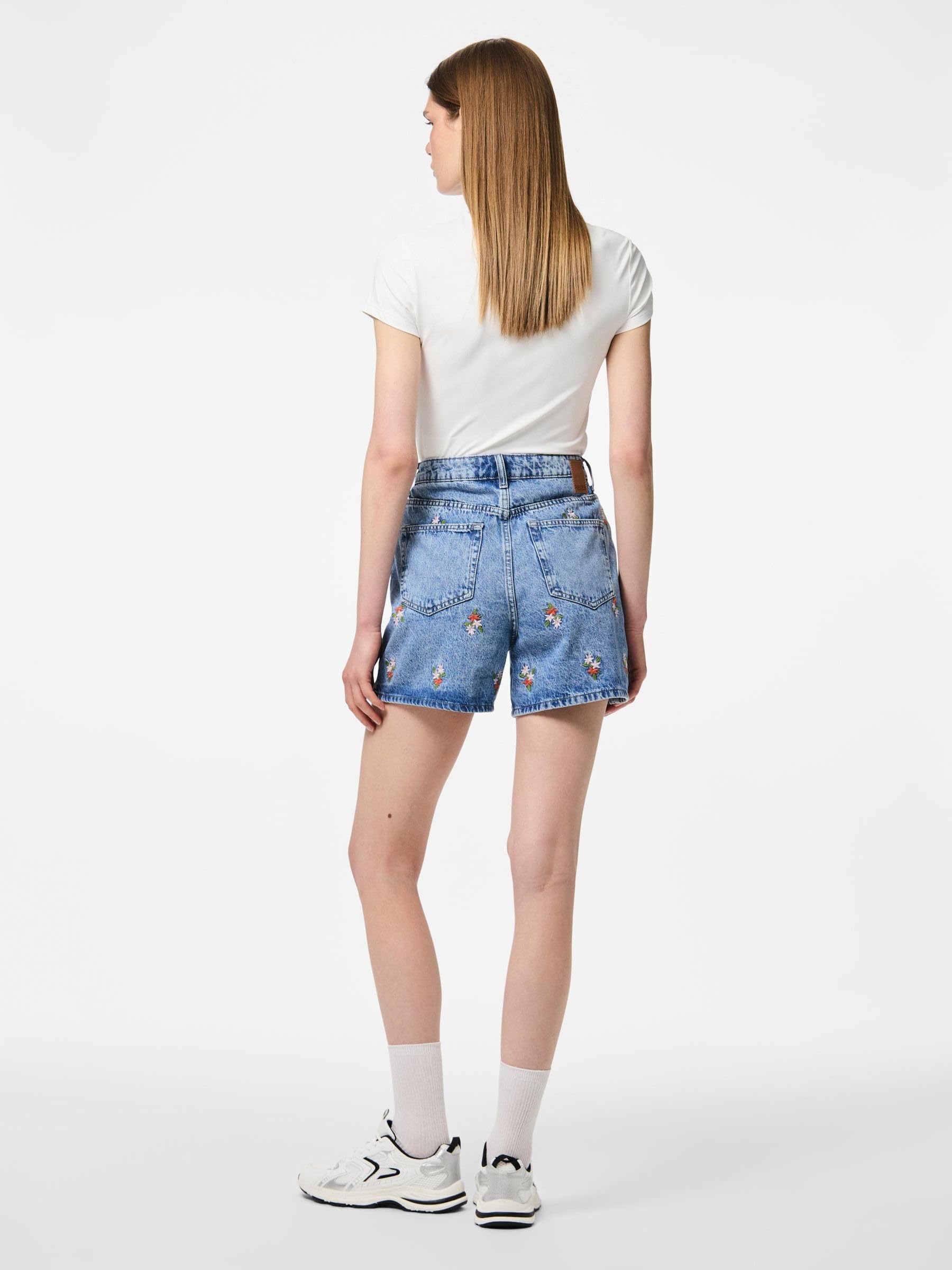 Pieces Pcsky HW Embroidery shorts jeans donna XS