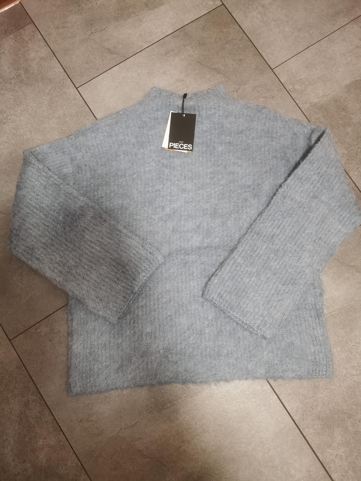 Pieces Pcmala LS maglione collo alto S denim sbiadito
